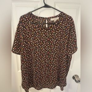 EUC Loft XXL Floral Short Sleeve Blouse